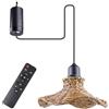 GOMETY Lampada a sospensione bohémien con telecomando, a batteria, a LED, dimmerabile, per esterni e interni, per giardino, camera da letto, campeggio, paralume in bambù intrecciato a mano
