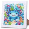 Gutluz Diamond Painting per bambini a partire dai 6 anni, quadri Diamond Painting con cornice animali, kit Diamond Painting 5D come regalo set di bricolage per bambini Diamond Art (Blu)