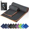 Jokisa 2 Set Asciugamano Microfibra (180x90cm Telo Grande+100x50cm Telo Palestra),Asciugatura Rapida e Senza Sabbia Telo Mare,Asciugamani Palestra Adatto per Fitness,Spiaggia (Scuro Grigio - Arancio)