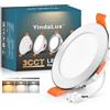 YindaLux Faretti Led da Incasso per Cartongesso, 5W 550LM IP44 Faretti LED Soffitto Dimmerabile, 3000K 4000K 6000K Regolabile Faretti da Incasso 230V Diametro Foro Ø65-75mm, Cromo, Set di 1