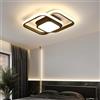 TONGNIDA Modern Square Double-Ring LED Plafoniera, 36W Black Flush Mount Lampada da Soffitto Lampada da Soffitto, 3 Temperatura di Colore Dimmable Lampada per Soggiorno, Camera da letto