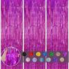 COSORO 3 pezzi Tenda di Lametta Rosa Acceso Glitterata Sfondo Porta in Lamina, 3,2ft x 6,5ft Decorazioni con Frange Serpentine Luccicanti e Nappe per Compleanno Ragazze Addio al Nubilato Festa Barbie