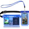 iVoler Kit Impermeabile con Borsa Marsupio e Custodia Smartphone IPX8 per Sport Acquatici Pesca Vela Sci Mare Escursione, Protezione per Cellulare Portafoglio Documenti - Blu Trasparente
