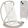Coalbooliy Magnetica Custodia per iPhone 15 Plus 6,7 con Cordino, Case Compatibile con MagSafe Trasparente Aesthetic Modello Leopardo Disegni Cover Protezione con Collana Cellulare Femmina, 01
