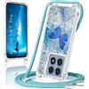 XCYYOO Cover per Xiaomi 14T Pro con Cordino e Tracolla - Custodia in Silicone Trasparente Antiurto Glitterato con Collana - Protettiva Case Cellulare