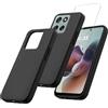 MIBZOR 2 in 1 Cover Compatibile con Motorola Moto G56 5G (6.72) e 1 Pezzi Vetro Temperato Pellicola Protettiva, Nero Morbido Silicone Custodia Protettivo TPU Protezione Case