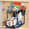 DICLLY Organizer Sottolavello Cucina a 2 Livelli,Organizer per Armadio Sottolavello con 4 Ganci e 2 Tazze Sospese,Portaoggetti Estraibile con Aste di Supporto in Metallo,Ideale per Cucina e Bagno