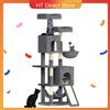 Oak & Tea Tiragraffi per gatti in quercia e tè Torre da arrampicata da 158 cm con 7 tiragraffi, 2 case e 2 amache per gatti domestici - Grigio chiaro