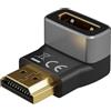 goobay Adattatore angolare 270° verticale/connettore angolare 8K @ 60Hz e 4K @ 120Hz HDMI maschio a HDMI femmina 48 Gbits prolunga adattatore/HDR, ARC, placcato oro, 72011