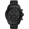 Fossil Orologio Bronson da uomo, Movimento cronografo al quarzo con cinturino in pelle o acciaio inossidabile, Nero Jet, 50 mm