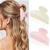 Reaky Fermagli per capelli in acrilico, rosa, graziosi fermagli per capelli di medie dimensioni, accessori per capelli da donna (rosa+beige)