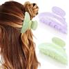Reaky Fermagli per capelli in acrilico, rosa, graziosi fermagli per capelli medi, per donna (verde chiaro+viola)