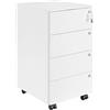 HOMSTEEL Cassettiera Scrivania Mobile, Cassettiera con 4 serrature, 4 Chiavi, 4 Cassetti, in Acciaio, Preassemblato, Bianco