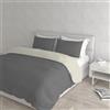 Italian Bed Linen Set Copripiumino 100% Cotone Natural Color, Made in Italy - Parure Copri Piumino - Sacco Piumone 250x200 cm con Doppia Patella e Federe Cuscino, Matrimoniale, Grigio Scuro/Panna