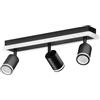 LVWIT Faretti Orientabili da Soffitto 3 Luce Moderna, Faretti da Parete Interno GU10 Nero-Rettangoli, Faretti LED Soffitto per Barra Cameretta Cucina, Acrilico e Alluminio (Senza Lampadina)