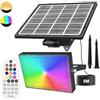 MEIKEE Faro Led Esterno Con Pannello Solare 5000mAh Faretto Led da Esterno Solare con Telecomando IP66 Impermeabile 12 colori Lampade RGB Solari Cambio Colore per Giardino, Patio, Cortile