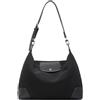 Miss Lulu Borsa hobo leggera di borsa a tracolla multifunzionale con hardware bianco e tracolla rimovibile (Nero)