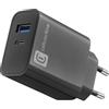Cellularline - Caricabatterie MULTIPOWER PD 32 W con due porte: USB-C e USB-A - Dotato di Tecnologia Device Detect:riconosce il telefono connesso ed eroga la Carica Corretta - Massima Sicurezza - Nero
