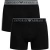 EMPORIO ARMANI 2-Pack Boxer Corti, Nero/Nero, S Uomo