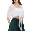 Kefiyis Coprispalle Donna Elegante Chiffon Bolero Donna Estivo Leggero Cardigan Casual Corto Shrug per Matrimonio Cerimonia Festiva Bianco XL