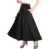 Kefiyis Gonna Lunga Donna Estiva con Tasche Gonne Lunghe Estive Vita Alta Elastica Gonne Estive Donna Gonna Lunghe Eleganti con Coulisse Nero M