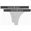 EMPORIO ARMANI 2-Pack T-Thong Slip a Tanga, Grey Melange/Grey Me, M Donna