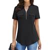 Timuspo Camicie da donna con scollo a V a quadri camicetta a maniche lunghe, D01-nero., M