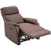 HOMCOM Poltrona Relax Manuale con Schienale Reclinabile 145° e Poggiapiedi in Pelle PU Marrone, 76x91x106cm