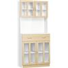 HOMCOM Mobile Cucina da 180cm con Ante in Vetro, Credenza con Struttura in Legno, Cassetti e Armadietti, Bianco