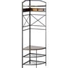 HOMCOM Attaccapanni da Terra con Ganci, Mobile Ingresso Appendiabiti da Terra Angolare con Panca e Scarpiera, Mensola in Stile Industriale, 50x50x183cm, Marrone
