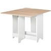 HOMCOM Tavolo Consolle a Ribalta con Vano Mensola, Tavolino da Salotto e Cucina, Tavolo a Ribalta, Pieghevole, Salvaspazio, Color Legno e Bianco, 118x80x72cm