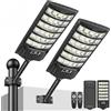 PEAKRO Lampione Solare Led Esterno, IP66 Impermeabile Faro con Pannello Solari, 6000K Lampione Stradale Solare Sensore di Movimento, Lampioni da Giardino Esterno con Telecomando per Garage Strada (2)