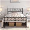 Yaheetech Struttura Letto Singolo in Ferro Metallo Testiera Industriale Camera da Letto Ospiti Soggiorno Semplice Moderno Nero 90 x 200 cm