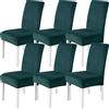 CYCMACO Velluto Coprisedie Con Schienale 6 Pezzi, Coprisedia Cucina Elasticizzato, Universale Copri Sedie Soggiorno, Fodera Sedia Con Schienale Alto, Chair Cover, Verde Scuro