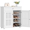 Yaheetech Scarpiera Mobile Porta Scarpe con Cassetto e Ripiani Regolabili a 4 Livelli Mobiletto Scarpe in Legno 78 x 37 x 86 cm da Ingresso Soggiorno Bianco