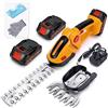 LUXBIRD Tagliasiepi elettrico 21 V, 2 in 1, tagliasiepi elettrico senza fili, IP67, impermeabile, con 2 lame intercambiabili e 2 batterie ricaricabili, giallo