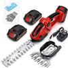 LUXBIRD Tagliasiepi Elettrico 21 V, 2 in 1, Impermeabile IP67, Con 2 Lame Intercambiabili e 2 Batterie Ricaricabili, Rosso