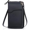 Feelorna Borsa a tracolla per telefono da donna, in pelle PU, piccola borsa a tracolla con tracolla staccabile, Nero , 19 * 11* 5 cm/7.48* 4.33*1.97 inches
