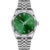 Boyarca Orologi meccanici di lusso in acciaio con numeri arabi, movimento automatico, numeri in urdu, orologio meccanico da polso da uomo da 38 mm con data impermeabile luminosa (verde)