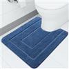 Homaxy - Tappeto da bagno in microfibra, antiscivolo, morbido, con taglio 50 x 60 cm, assorbente, lavabile, per WC, blu navy