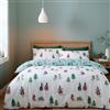 Catherine Lansfield Set copripiumino reversibile per letto king size con federe, motivo: pinguino innevato, colore: bianco