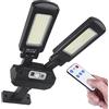Maclean MCE447 Lampione solare con sensore di movimento e crepuscolare IP54 5W 2x 450 Lumen 6500K Due sorgenti luminose Lampada solare telecomandata Illuminazione esterna a parete 3 modalità
