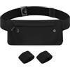 APOMOONS Marsupio Uomo Cintura Palestra Donna & Coppia di Protezioni per i Polsi, Marsupio Running Marsupio Donna, Fascia Running, Adatto per Sport, Corsa, Fitness（Negro）