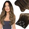 Moresoo Extension Capelli Veri Clip 150g Balayage #4/10/16 50 cm 7 Pezzi