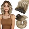 Moresoo Extension Capelli Veri Clip Balayage Remy #3/8/22 30 cm 80g 5pz | Finitura Naturale, Cucitura Forte, Perfetta Fusione, Design Confortevole, Look Chic