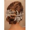 Deniferymakeup Pettine per capelli da sposa con strass e strass, accessorio per capelli per donne e ragazze (oro rosa)