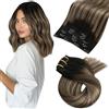 Moresoo Extension Capelli Veri Clip Fascia Unica Donna #1B/4/14 35cm 80g 5p