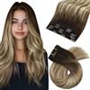 Moresoo Extension Capelli Veri Clip Remy 55 cm Balayage 120g #4/6/613 7pz | Volume Istantaneo, Lavorazione Superiore, Look Elegante, Base In Tessuto, Clip Sicure