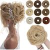 SEGO Chignon Finto per Capelli Elastico Sintetica Ondulato Extension Coda-Vino Facile Ricci Scrunchie 55 G Biondo scuro & biondo