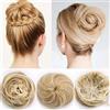SEGO Chignon Capelli Finti Biondi Lisci Extension con Clips Cordicella Elastica Toupet Hair Bun Coda di Cavallo Ponytail Parrucchino Donna Accessori Posticci 45g - Biondo Scuro a Biondo Chiarissimo